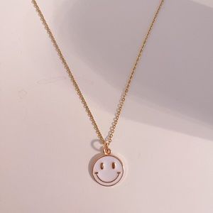White smiley necklace. Handmade